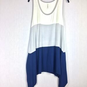 Emerald Stripe Shark Bite Hem Tank Size Large